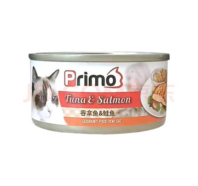 primo 猫罐头猫零食 猫咪罐头宠物零食 吞拿鱼+鲑鱼 80g