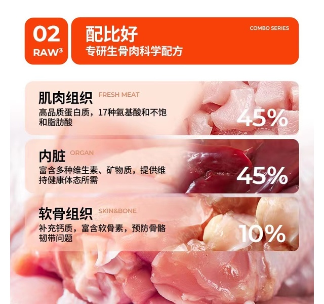 肉垫 猫主粮 肉立方系列 生骨肉冻干双拼1.5kg