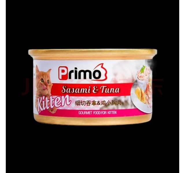 primo 猫罐头猫零食 猫咪罐头宠物零食 细切吞拿+鸡小胸肉幼猫用 80g