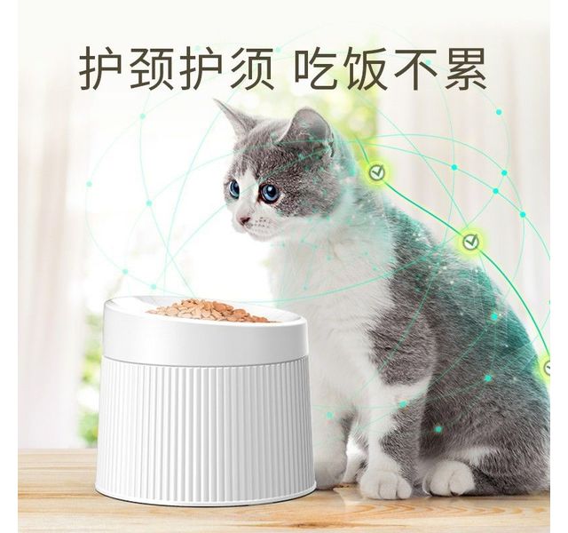 几何猫碗双碗狗碗食盆高脚护颈胡须防打翻猫粮碗可分离