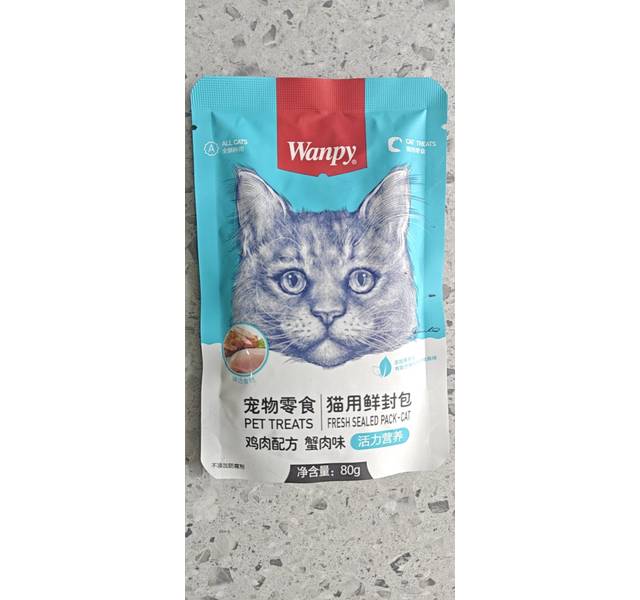 顽皮Wanpy猫用鸡肉蟹肉鲜封包80g/袋