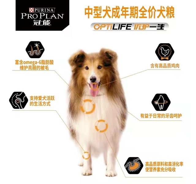 冠能 中型犬成年期全价犬粮 2.5kg