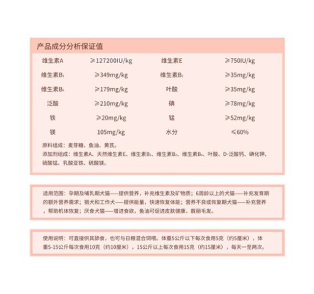 惠伦宝犬猫通用营养膏维他命增强食欲宠物幼犬幼猫咪补充营养120g 