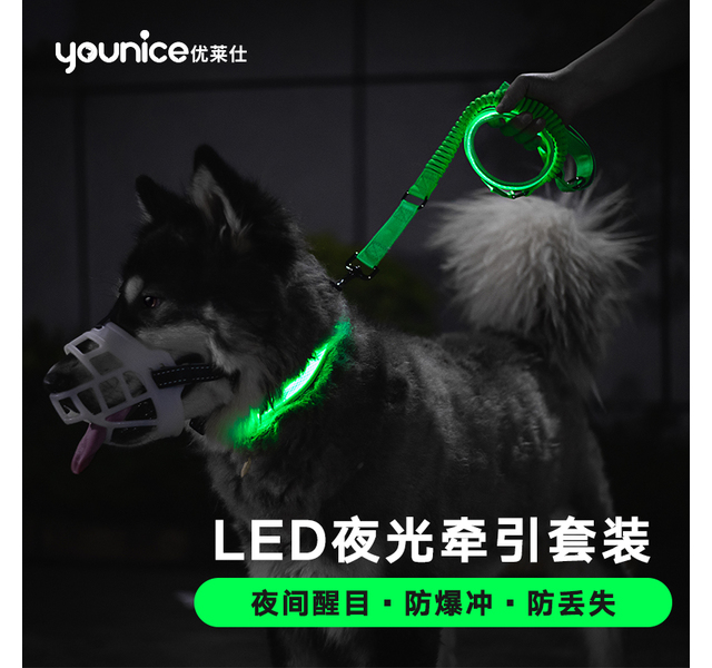 【优莱仕】LED尼龙调整颈圈牵引套装