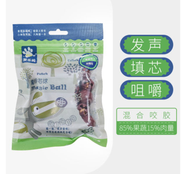 iChew爱乐纯田园系列魔铃芯球狗零食多口味犬咬胶4支/100g