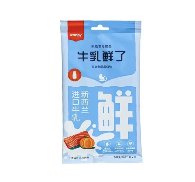 Wanpy欧一吸 牛乳鲜了系列零食猫条三文鱼+乳粉+南瓜口味14g*5条