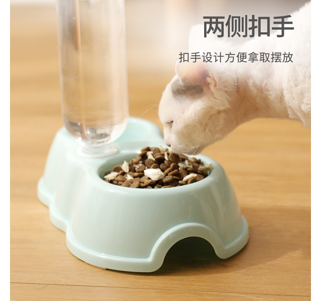 猫碗狗碗防滑猫咪喝水水碗宠物喂食器双碗宠物自动饮水碗宠物用品-绿粉蓝灰色