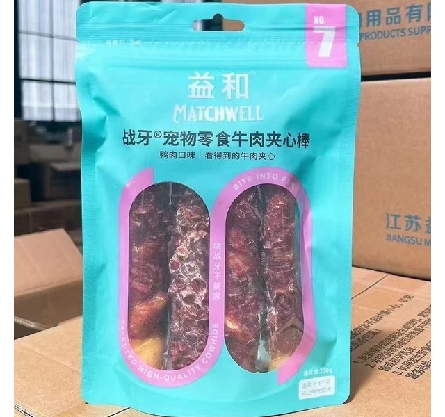 战牙-宠物零食牛肉夹心棒鸭肉口味