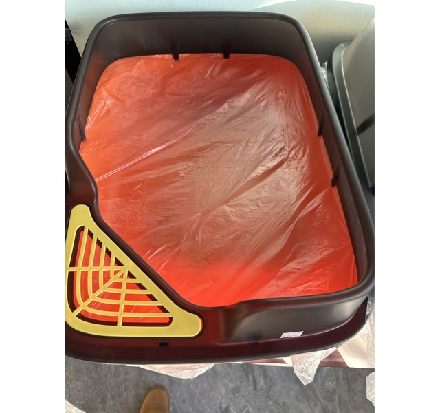 斜角侧入猫砂盆桔色，绿色