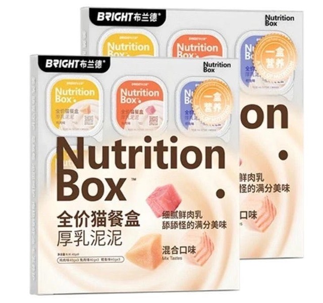 BRIGHT布兰德 全价猫餐盒 厚乳泥泥 混合口味 40gx9 360克