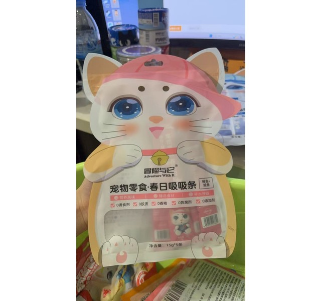 冒险与它宠物零食猫条墨鱼赖氨酸味15g*5支