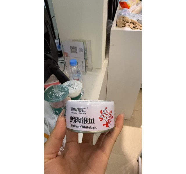 冒险与它宠物零食猫罐头鸡肉银鱼85g