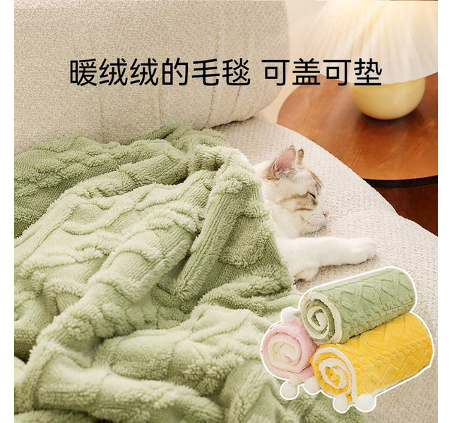 ins风纯色保暖毯子加厚法兰绒猫狗通用（温柔粉;  规格:S（建议10斤内） 36*50cm）