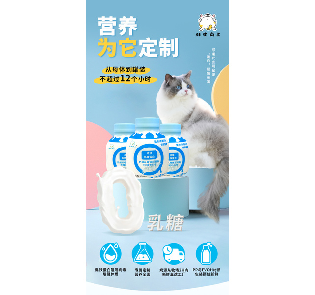 肚皮向上猫用0乳糖牛奶300毫升