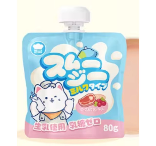 地狱厨房 彩虹奶昔猫零食 鸡肉牛肉蔓越莓奶昔80g