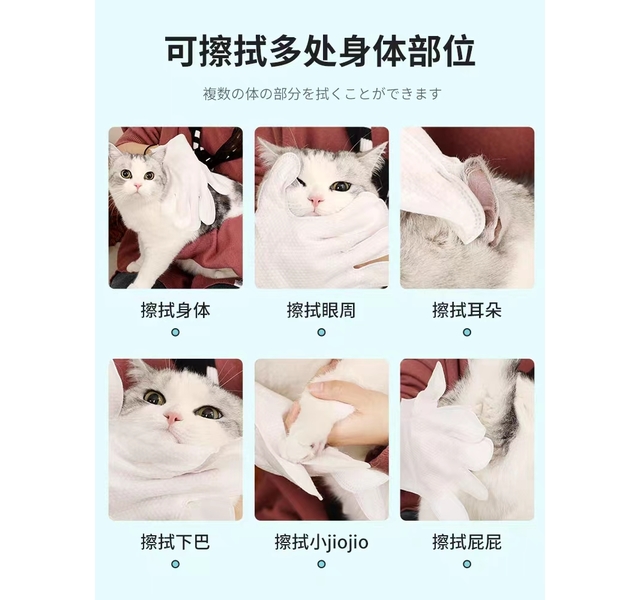 日本小岛猫咪免洗湿巾手套