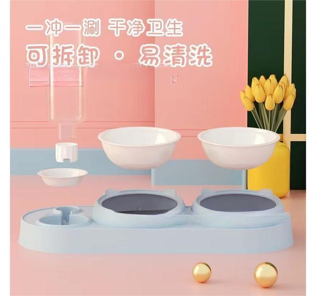 猫头陶瓷护颈自动饮水三碗