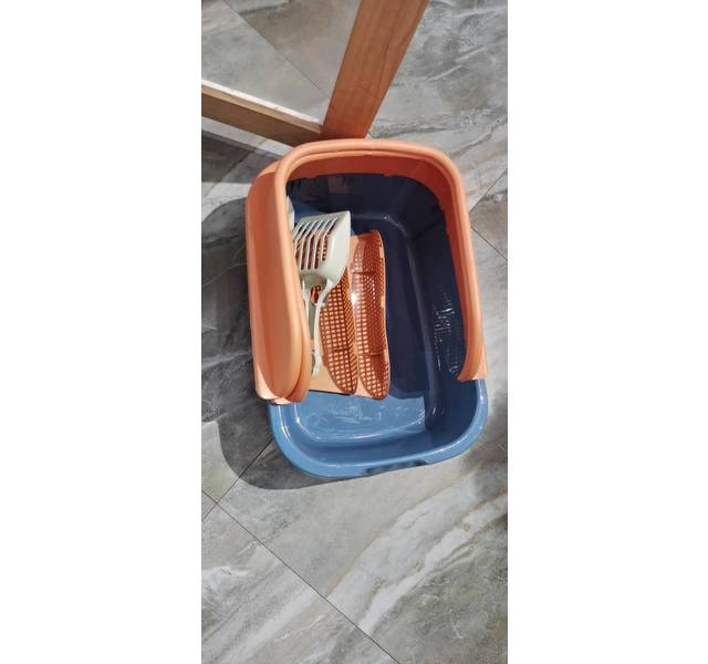 撞色猫砂盆小号蓝色小号