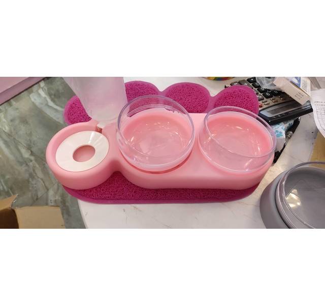 双碗加饮水器粉色