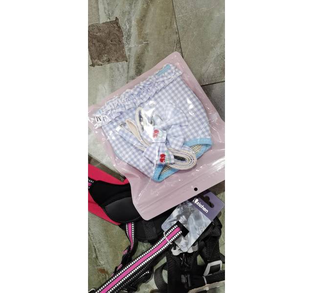格子布刺绣水果蝴蝶结花网拉胸S