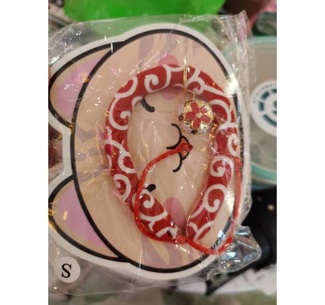 和风项圈铃铛红白条纹S