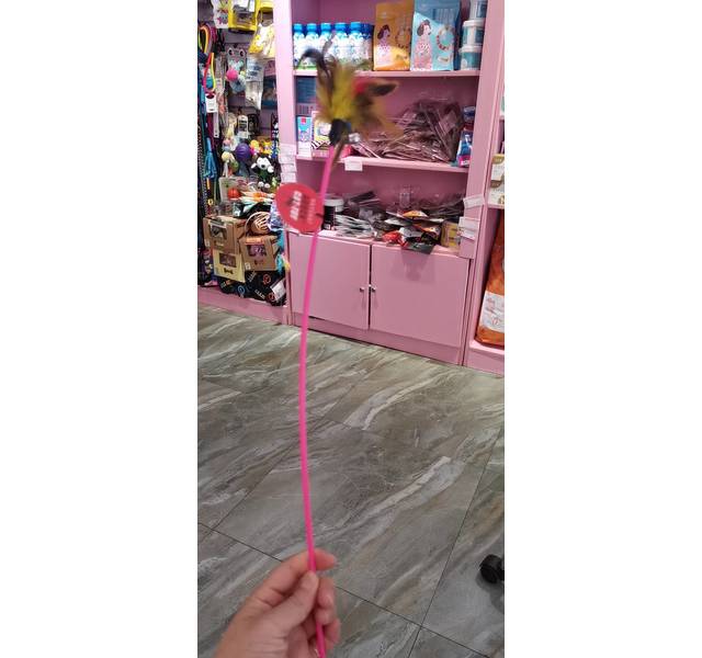 彩色羽毛带铃铛逗猫棒